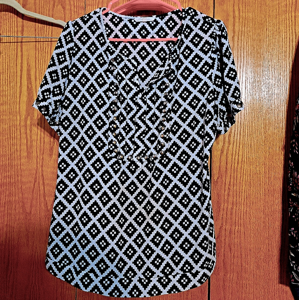 💙41Hawthorn geometric blouse L